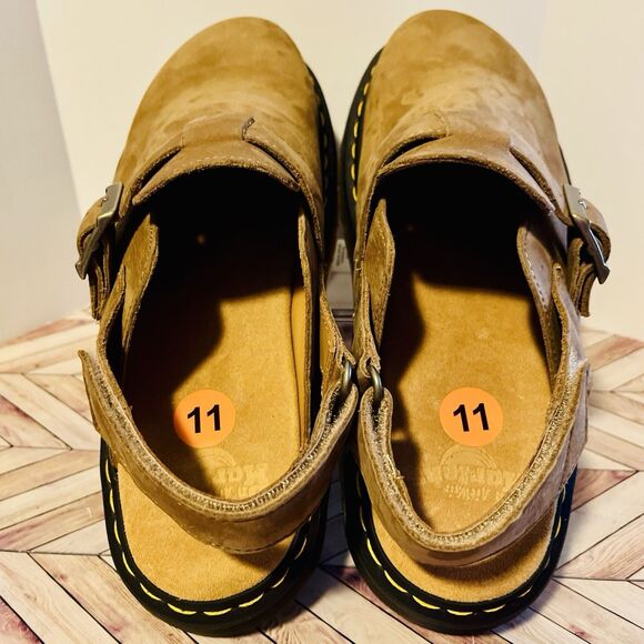 Dr Martens Jorge II Tumbled Nubuck Savannah Tan Leather M 11 W 12 Slingback Mule - Picture 4 of 8